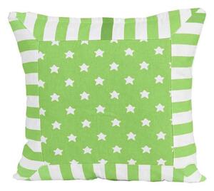 Cotton Green Stripe Border and Stars Cushion Cover, 60 x 60 cm