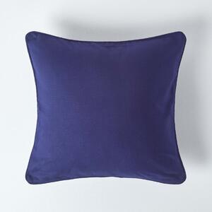 Homescapes Cotton Plain Navy Blue Cushion Cover, 60 x 60 cm