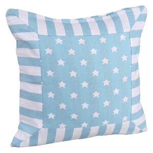 Cotton Blue Stripe Border and Stars Cushion Cover, 60 x 60 cm