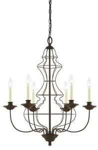 QZ/LAILA6 6 Light Rustic Antique Bronze Wire Chandelier