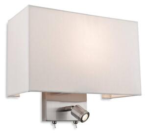 Firstlight 4942BS Fargo Two Light Wall Light In Brushed Steel With Cream Shade And LED Reading Light