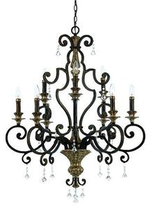 QZ/MARQUETTE9 9 Light Crystal Drop Heirloom Chandelier