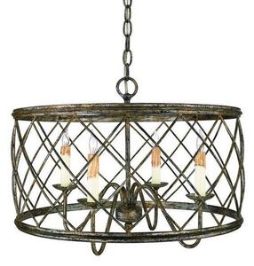 QZ/DURY/P 4 Light Silver Leaf Finish Wire Ceiling Pendant