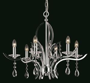 Impex CF911231/06/CH Turin 6 Light Chrome & Crystal Chandelier