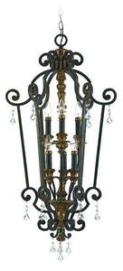QZ/MARQUETTE6/B 6 Light Crystal Drop Heirloom Chandelier