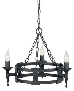 Elstead Saxon SAX3 BLK 3 Light Decorative Beaten Chandelier
