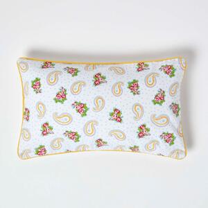 Homescapes Cotton Paisley and Dots Rectangular Cushion Cover,30 x 50cm