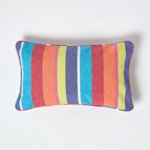 Cotton Multi Coloured Stripe Rectangular Cushion Cover, 30 x 50 cm