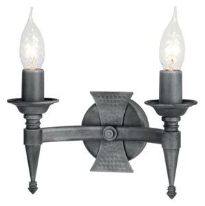 Elstead Saxon SAX2 BLK/SIL 2 Light Beaten Wall Light