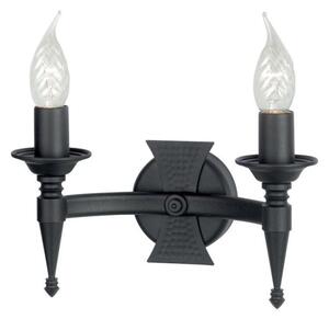 Elstead Saxon SAX2 BLK 2 Light Decorative Beaten Wall Light