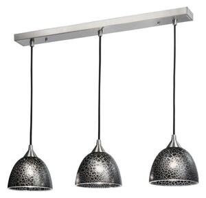 F2290/3/952 Glass 3 Light Ceiling Bar Pendant in Black Crackle