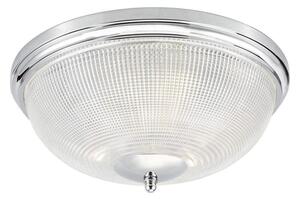 Dar ARB5250 Arbour Three Light Flush Ceiling Light In Chrome With Prismatic Glass