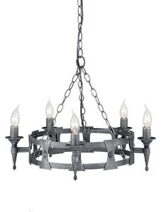 Elstead Saxon SAX5 BLK/SIL 5 Light Beaten Chandelier