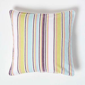 Homescapes Cotton Osaka Green Stripe Cushion Cover, 45 x 45 cm