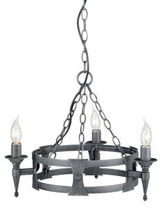 Elstead Saxon SAX3 BLK/SIL 3 Light Beaten Chandelier