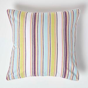 Homescapes Cotton Osaka Green Stripe Cushion Cover, 60 x 60 cm