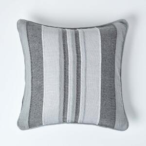 Homescapes Cotton Striped Grey Cushion Cover Morocco , 45 x 45 cm