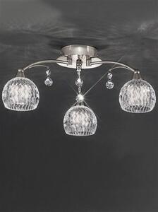 Franklite Jura FL2295/3 3 Light Satin Nickel, Crystal Semi Flush Ceiling Light