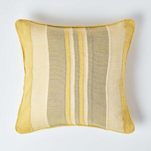 Homescapes Cotton Striped Yellow Cushion Cover Morocco , 60 x 60 cm