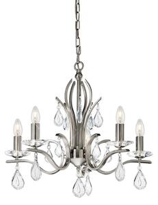 Franklite FL2298/5 Willow 5 Light Satin Nickel and Crystal Chandelier
