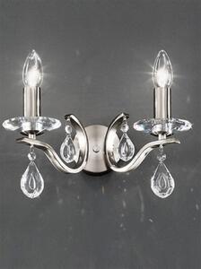 Franklite FL2298/2 Willow 2 Light Satin Nickel and Crystal Wall Light