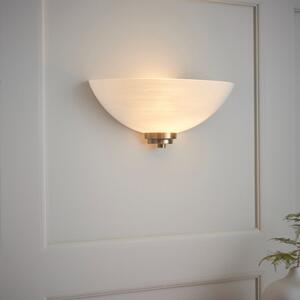 Endon WELLES-1WBAB 1 Light Alabaster Glass Antique Brass Wall Light