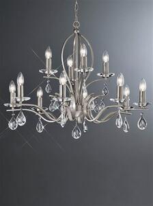 Franklite FL2298/12 Willow 12 Light Satin Nickel and Crystal Chandelier