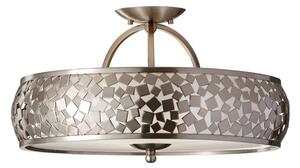 FE-ZARA-SF Zara 3 Light Brushed Steel Semi Flush Pendant