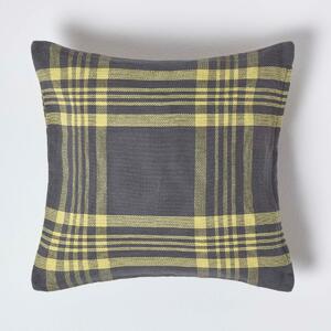 Homescapes Grey & Yellow Tartan Pattern Cushion Cover, 45 x 45 cm