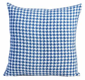 Homescapes Houndstooth 100% Cotton Cushion Cover Blue, 60 x 60 cm