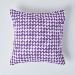 Homescapes Houndstooth 100% Cotton Cushion Cover Purple, 60 x 60 cm