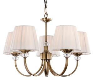 Firstlight 4863AB Langham 5 Light Multi-Arm Ceiling Light In Antique Brass With Pleated Cream Shades