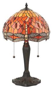 Interiors 1900 64092 Dragonfly Flame Tiffany 2 Light Small Table Lamp In Bronze With Shade