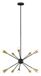 FE-JAX10-MB Jax 10 Light Chandelier In Midnight Black And Burnished Brass