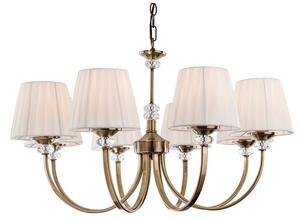 Firstlight 4864 Langham 8 Light Multi-Arm Ceiling Light In Antique Brass With Pleated Cream Shades