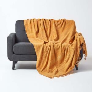 Homescapes Bed Sofa Throw Cotton Chenille Tie Dye Rust, 150 x 200 cm