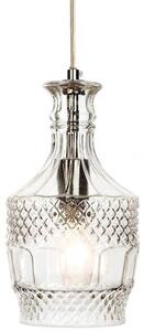 Firstlight 3449CH Decanter One Light Curved Bottle Ceiling Pendant Light In Chrome With Clear Glass