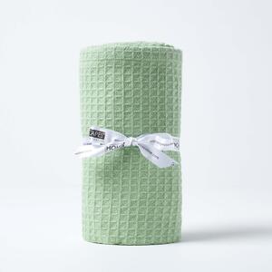 Homescapes Organic Cotton Waffle Baby Blanket Sage Green, 90 x 112 cm