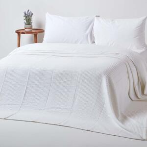 Homescapes Organic Cotton Waffle Blanket/ Throw White, 125 x 150 cm