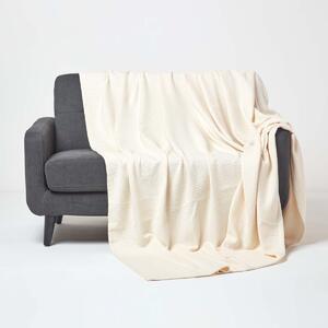 Homescapes Organic Cotton Waffle Blanket/ Throw Natural, 178 x 228 cm