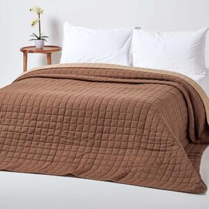 Cotton Quilted Reversible Bedspread Chocolate Mink Brown, 150 x 200 cm