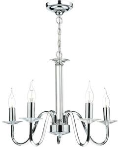 PIQ0550 Pique 5 Light Chandelier In Polished Chrome And Crystal Bobeche