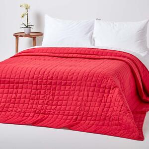 Cotton Quilted Reversible Bedspread Red & White, 200 x 200 cm