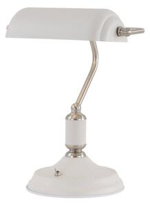 Ryde 1 Light Bankers Table Lamp In Sand White, Satin Nickel And White