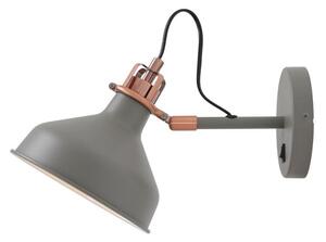 Ryde 1 Light Adjustable Wall Light In Sand Grey, Copper And White