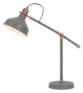 Ryde 1 Light Adjustable Table Lamp In Sand Grey, Copper And White