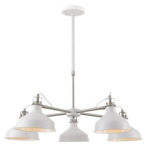 Ryde 5 Light Telescopic Ceiling Pendant In Sand White, Satin Nickel And White