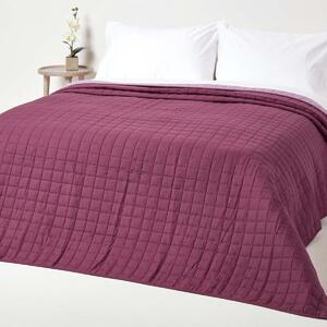 Cotton Quilted Reversible Bedspread Lavender Purple,150 x 200 cm