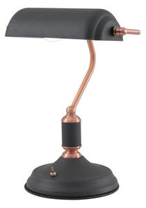 Ryde 1 Light Bankers Table Lamp In Sand Black, Copper And White
