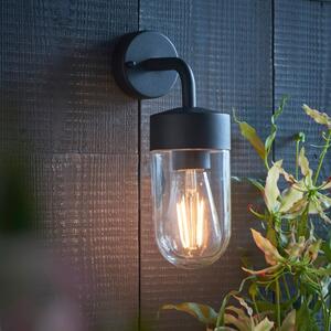 Endon 79792 North 1 Light Exterior Wall Light In Textured Matt Black And Clear Glass